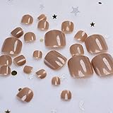 CoolNail Light Brown False Toenail DIY Foot Fake Toe Nails Art Tools Accessories Manicure 24pcs Acrylic Salon Decor Nail Stickers Tips