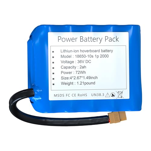 DUOJIE 36V (Fit 42V) 2Ah DC Replacement Battery for Hover-1,10S1P,
