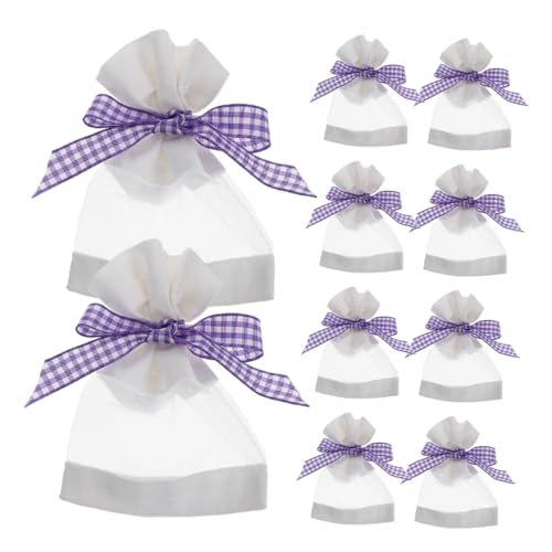GRIRIW 20 Piezas Organza Pequeñas para Lavanda de Saquitos Vacíos para Armarios y Bolsas Lavanda Duraderas y Resistentes Color Morado con Ventana Doble