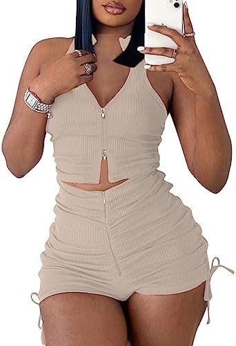 PYAEAS Women Summer Two Piece Outfits Shorts Set Stretchy Workout...