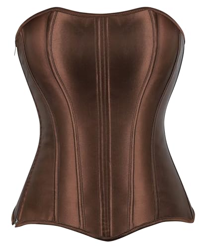 YMFFW Coffee Vintage Corset Tops for Women Renaissance Bustier Shapewear XL