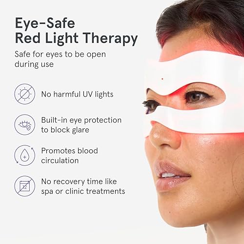 Image of iRestore Red Light Therapy for Eyes - 180 LEDs Eye Mask with Infrared Light for Under-Eye Wrinkles, Forehead Lines, 11's, Crow's Feet, Dark Circles