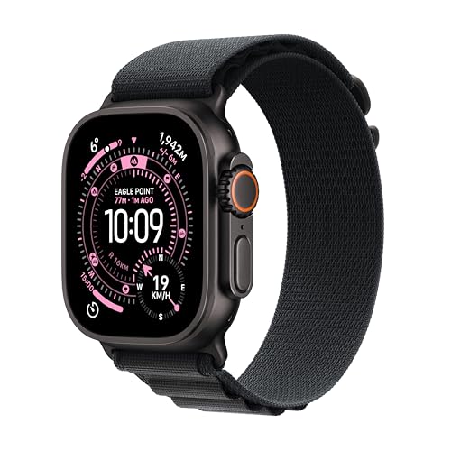 Apple Watch Ultra 3 GPS + Cellular 49mm Premium Running and Multisport Smartwatch with Rugged Black Titanium Case with Black Alpine Loop - Medium. Advanced Health and Fitness Tracking
