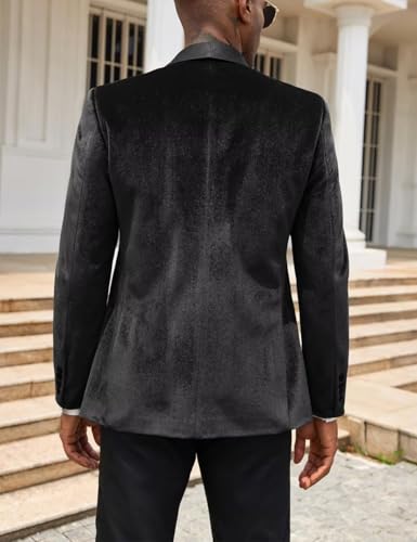 ONAXTDA Men's Velvet Jacket Pants Set Suit One Button 2 Piece Business Formal Party Tuxedo3