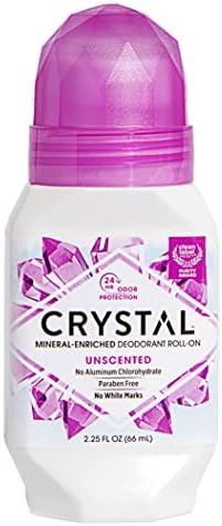 CRYSTAL Mineral Deodorant Roll-On Unscented Body Deodorant With 24-Hour Odor Protection, Aluminum Chloride & Paraben Free, 2.25 FL OZ (Packaging May Vary)