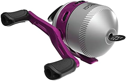 Zebco 33 Spincast Fishing Reel, Size 30 Reel, Changeable Right- or Left-Hand Retrieve, Built-in Bite Alert, Durable All-Metal Gears, Pre-Spooled with 10-Pound Zebco Cajun Fishing Line, Silver/Pink