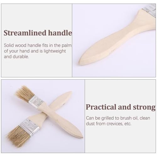 4 Stücks BBQ Pinsel, Naturfaser Grillpinsel,Heitzebeständige Backpinsel Holz, Küchenpinsel Naturborsten für Backen Kochen Grillen (4, 1in+1.5in)