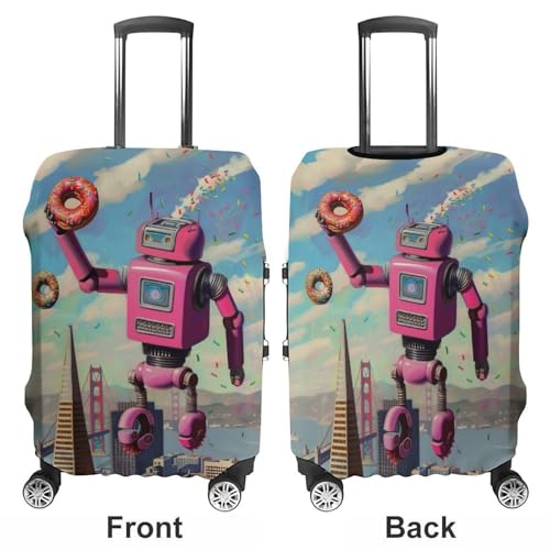 Robot Cool Donut Travel Suitcase Protector Luggage Cover Protective Washable Anti-scratch Baggage Cover3