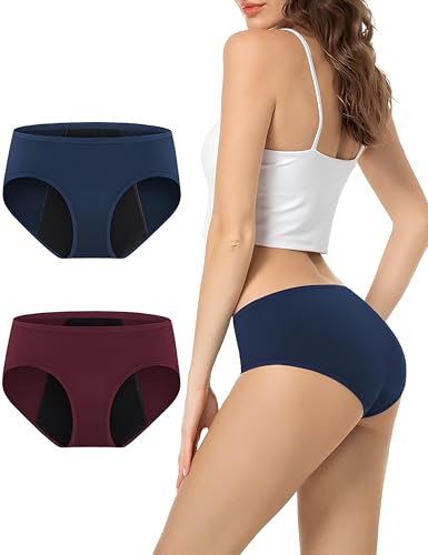 Image of DIVING DEEP Women's Period Panty | Pack of 2 Leakproof Menstrual Underwear | Heavy Flow Protection | Reusable & Washable Period Panties for Women & Teens