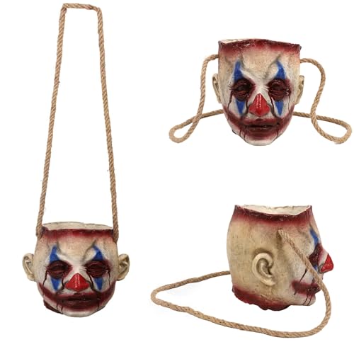 Lyxaof Clown Bag Severed Head Prop Halloween Horror Zombie Candy Bucket Bag