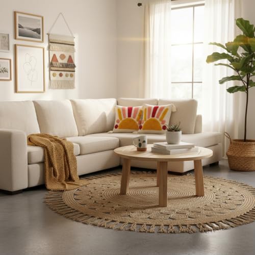 Image of RRC Boho Throw Pillows 16x16 Inch Set of 2 - Soft Mid Century Modern Decorative Pillow Covers, Aesthetic Cushion Cases for Couch, Sofa, Bed & Bedroom Decor (Orange, 16X16(Inches))