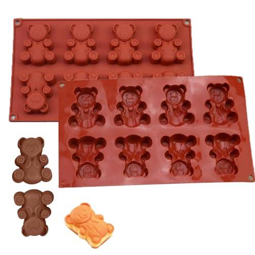 RoseFlower 1 Pièces Silicone Moule Ourson Guimauve, Moules Ours 8 Cavités, Moule Silicone Ourson Guimauve Gelée Chocolat Gâteau, Moule Nounours Silicone pour Pâtisserie Bonbons DIY