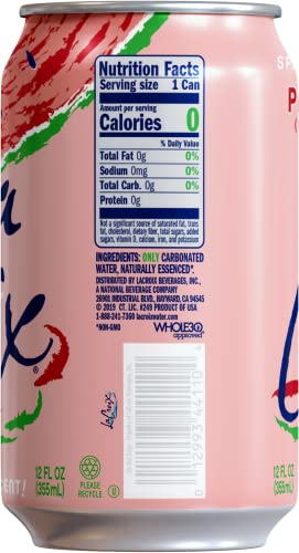 La Croix Naturally Essenced | 0 Calorie | 0 Sweetener | 0 Sodium | Pasteque/Watermelon Sparkling Water 355ml (Pack of 12)