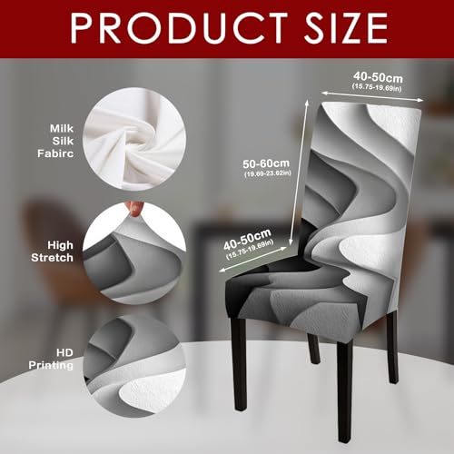 Image of Nuxovilar Black White Wavy Texture Stretch 23.6x70in 4PCS Chair Covers