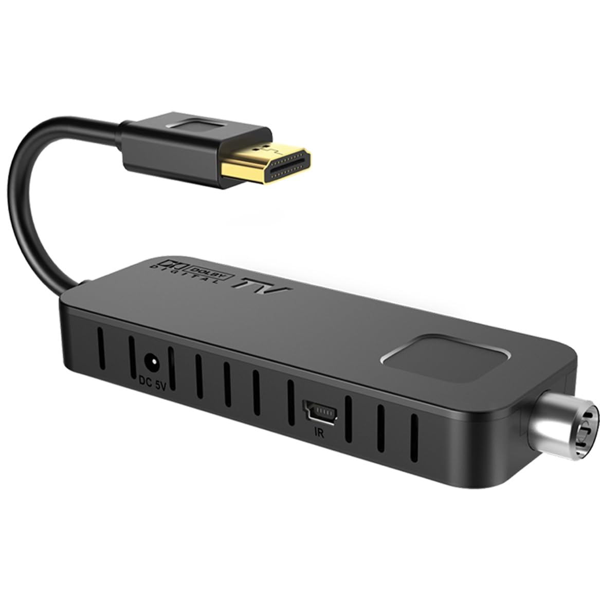 LTC Mini DVB-T2 HD Stick Receiver, H.265 HEVC Decoder, Full HD 1080p, 2-in-1 lernfähige Fernbedienung, PVR Aufnahme, USB, HDMI, Infrarot-Sensor, Schwarz