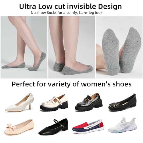 Image of ATBITER No Show Socks Womens Flats - 6 /12 Pairs Low Cut Invisible Non Slip | Ultra Ankle Liner Footies Anti-slip Hidden Socks for Sneakers Loafer Boat High Heels Summer Yoga Pilates Shoe Size 6-9 /9-11