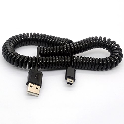 BSHTU Mini USB Cable Spiral Coiled USB 2.0-A to Mini-B 5-Pin Data Sync & Charger Lead Connector(3 Meter) - Thumbnail 5