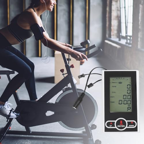 Exercise Bike Computer Monitor with Speedometer Display Heart Rate Sensor for Stationary Bike Elliptical Machine Time Speed Calories Tracking Accessory - Thumbnail 6