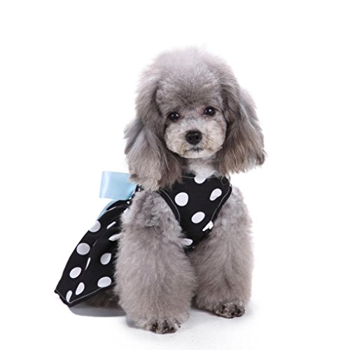Pocciol Puppy Clothes, Cute Polka Dot Ribbon Happy Dog Dress Dog Clothes Cozy Dog Shirt Pet Dress (L, Black) #TOP2