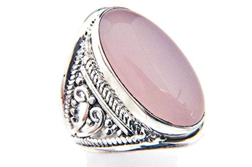 Preisvergleich Produktbild Ring Silber 925 Sterlingsilber Rosenquarz rosa Stein (Nr: MRI 83), Ringgröße:62