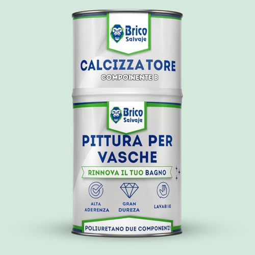 BRICOSALVAJE Vernice per Vasca da Bagno Finitura SATINATA Due Componenti 600+150 ML | Applicazione facile | Finitura ceramica | Impermeabile (Crawford verde chiaro)