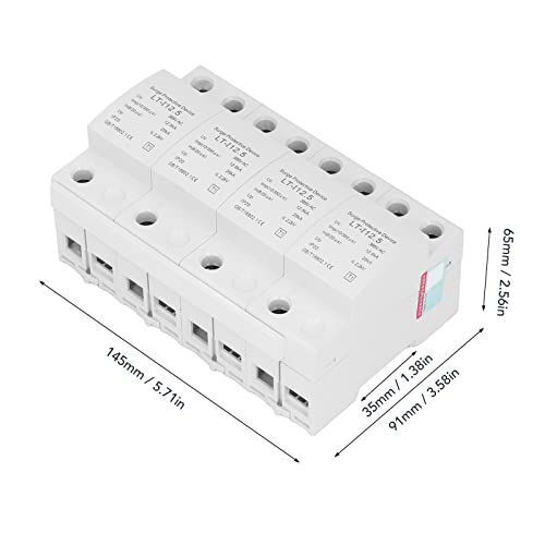 Ejoyous Urządzenie Przeciwprzepięciowe, 4-biegunowe Zabezpieczenie Przeciwprzepięciowe AC385V 12,5 KA do 25 KA, PBT PA66 Klasa T1, montaż na Szynie 35 Mm, Czas Reakcji 100 Ns, dla Elektryków w