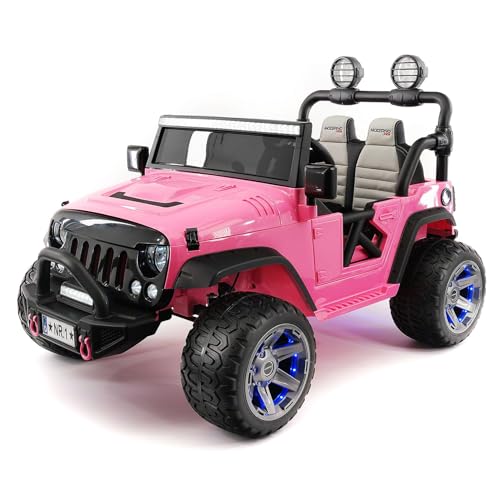 Moderno Kids Trail Explorer 2 (Two) Seater 24V Power Children Ride-On Car Truck with R/C Parental Remote + EVA Foam Rubber Wheels + Leather Seat + Bluetooth FM MP3 Music Player (Pink) - Thumbnail 2