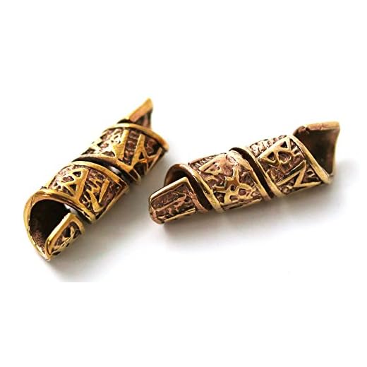 LynnAround Bronze Norse Viking Celtic Beard Beads Rings, Medieval Dwarf Dreadlock Pirate Hair Beads, Pagan Jewelry