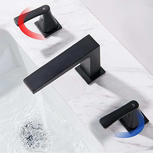 Robinet de lavabo cascade noir à 3 trous pour salle de bain - 5