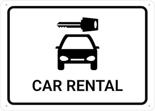 Car Rental White Warning Metal Sign Tin Signs Aluminum Plaque for Outdoors Use Yard Farm Fence Home Wall Decor 8x12 inch