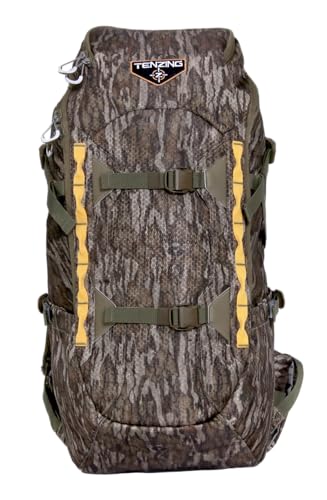 TENZING 2300 Whitetail Day Pack Rugged Camo Hunting Backpack with 4 Compartments & 13 Organizational Pockets, Hydration Bladder, ?Mossy Oak Bottomlands, One Size