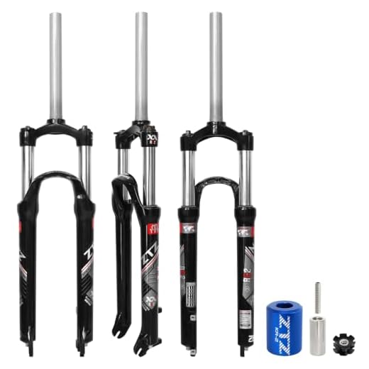 Exceedhub 26 Inch MTB Suspension Fork, Travel 120mm, 28.6mm Straight Tube QR 9mm, 100mm Spacing Hub, Crown Lockout Aluminum Alloy Shock Absorber XC Mountain Bike Front Fork