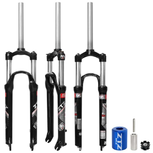 Exceedhub 26 Inch MTB Suspension Fork, Travel 120mm, 28.6mm Straight Tube QR 9mm, 100mm Spacing Hub, Crown Lockout Aluminum Alloy Shock Absorber XC Mountain Bike Front Fork
