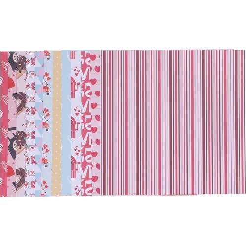 JOINPAYA Papeles Decorativos para Álbumes de Recortes Temática de San Valentín, Suministros para Manualidades Diseños Variados, Papel Ligero y Compacto para Scrapbooking, Adecuado para