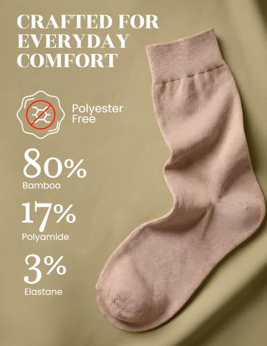 Image of Hugh Ugoli Womens Thin Soft Bamboo Dress Socks, Business, Crew, 3-6 Pairs