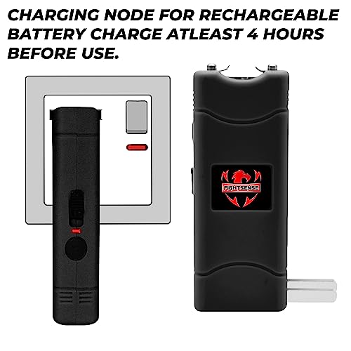 Fightsense Mini Stun Gun Keychain & Pepper Spray Combo Pack For Self Defense Kit - Extremely Powerful Stun Gun Flashlight For Women (Black Bling) #TOP4