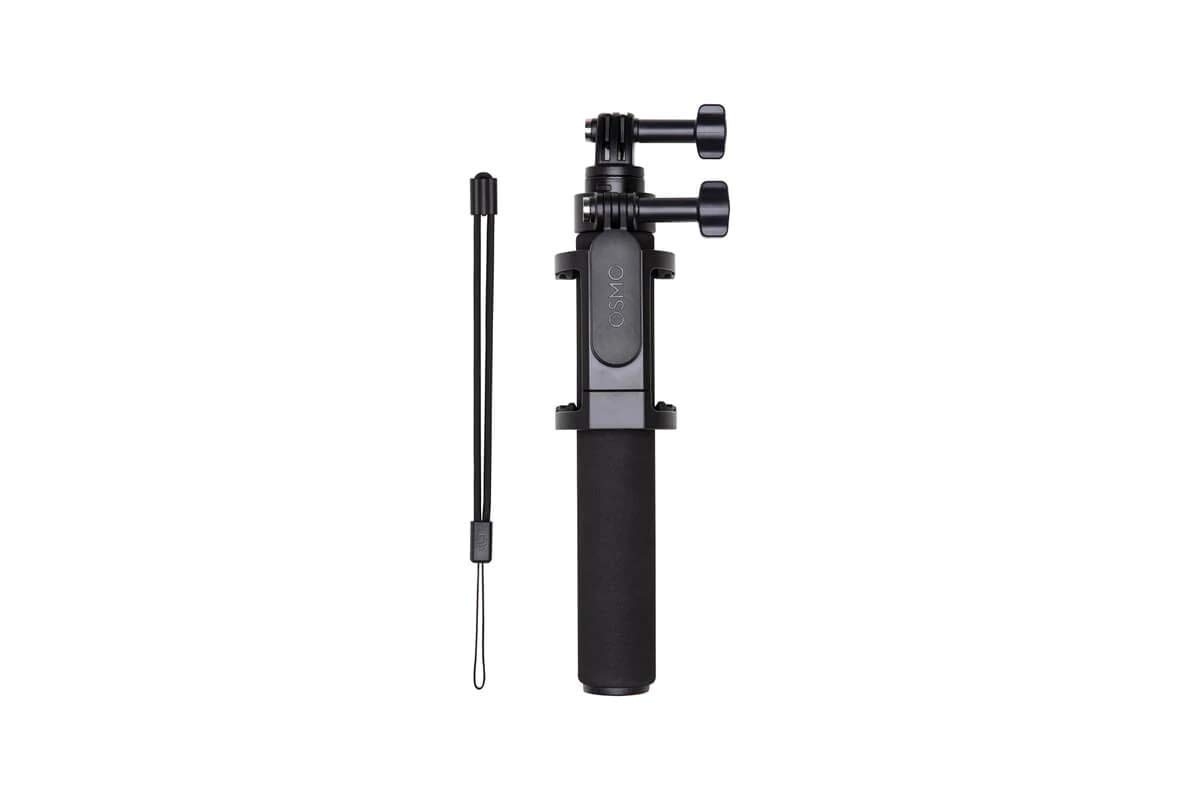 DJIOsmo Action Telescopic Pole – Can Reach a Maximum Length of 50 cm, Adjustable Angle Up to 90 Degrees for Filming from Any Angle, Selfie Pole, Integrated Clamp – Black