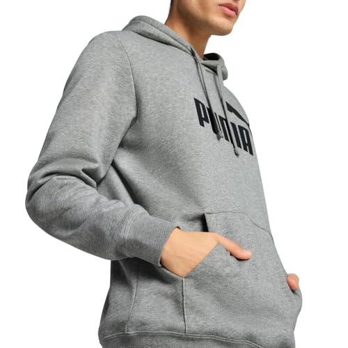 Image of Puma Cotton Men Ess Big Logo Hooded Neck Hoodie Fl (S) Mineral