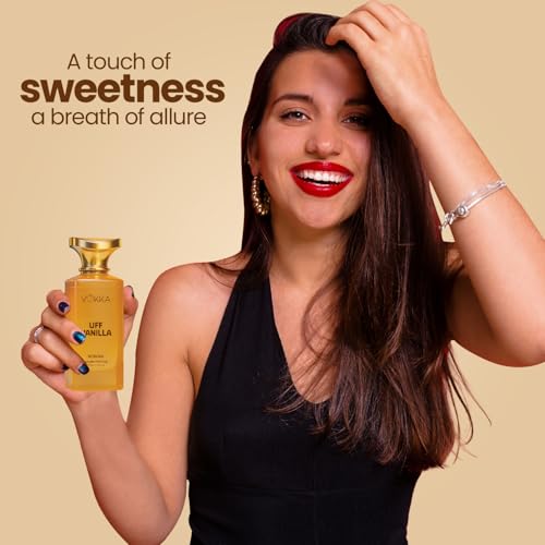 Image of Vokka Uff Vanilla Perfume For Woman 100ml | Luxury Long Lasting Eau De Parfum | Caramel, Peach, Cherry Blossom, Vanilla Orchid & Musk Wood | EDP Fragrance for Women | Premium Perfume Gift for Her