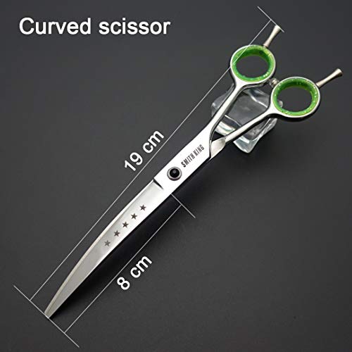 7,0 Zoll Professional Dog Grooming Scissors Set Gerade & Ausdünnen & Gebogen & Chunker & Kamm 5 Stück in 1 Set für Linkshänder & Rechtshänder Silberfarbe