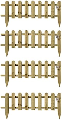 Pack of 4 x Wooden Panel Picket Fencing - Garden Wood Border Fence