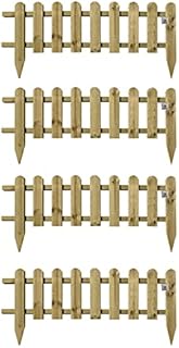 Pack of 4 x Wooden Panel Picket Fencing - Garden Wood Border Fence