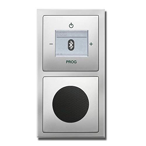Busch Jäger Unterputz UP Bluetooth Radio 8217 U (8217U) PUR Edelstahl Komplett-Set // Radioeinheit + Lautsprecher + 2-fach Rahmen 1722-866K +