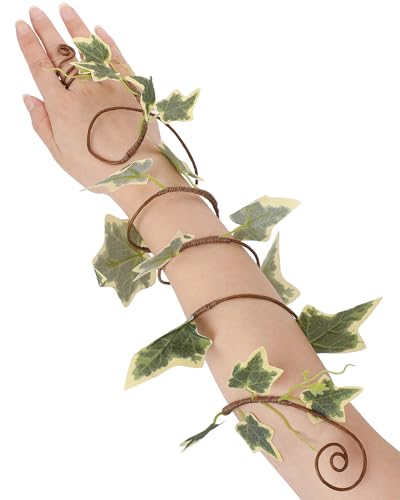 FRESHME Renaissance Ivy Arm Wrap - 1PC Poison Ivy Costume Forest Mother Nature Costume Woodland Elf Bracelets with Wrap Ring Halloween Dress Up Makeup Fantasy Cosplay Fairycore Aesthetic Accessories