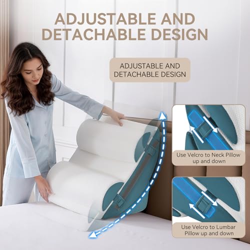 Image of Yojoker 9PCS Orthopedic Bed Wedge Pillow Set for Sleeping, Back and Leg Pain Relief, Post Surgery Foam Pillow for Body, Triangle Adjustable Support Pillow - Acid Reflux Sleeping Pillows Navy