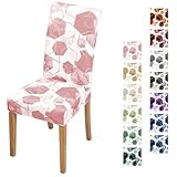 Gibelle Dining Room Chair Covers Set of 4, Soft Stretch Kitchen Chair Covers Slipcover Protector, Removable Washable Geometric Parson Chair Covers 4 Pack, Dusty Pink