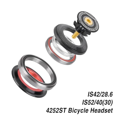Kodrily Bike Headset 42 52mm, Tapered Headset, 360 Degree Bike Bearing Headset, Aluminium Alloy Bike Front Fork Headset for Bicycle Tapered or Straight Tube