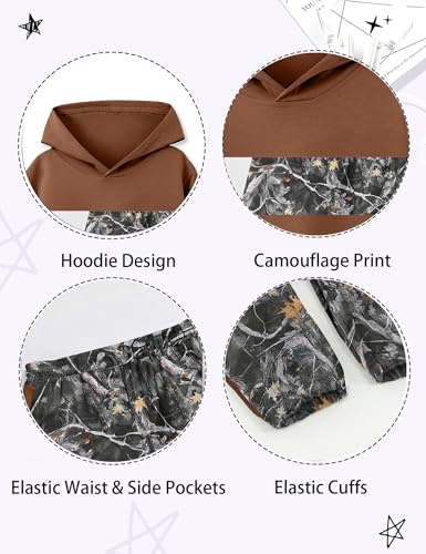 Image of Boys Clothes Boy Outfits 2-Piece Long Sleeve Hoodie and Camouflage Pants Boys Fall Winter Clothes for 6-16 Years