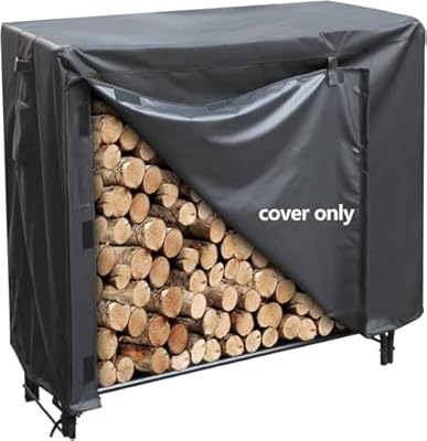 LooDro 4 FT Firewood Rack Cover, Outdoor Log Rack Cover, 600D Oxford Fabric Heavy Duty Waterproof Protection Cover, Log Holder Cover, Fire Wood Storage Cover(48" x 24" x 42")