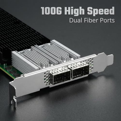Image of Vogzone 100GbE NIC Card for Mellanox MCX456A-ECAT, PCIe 3.0 x16 100Gb VPI Ethernet NIC with Mellanox ConnectX-4 Chipset, Dual QSFP28 IB Network Card Support RDMA